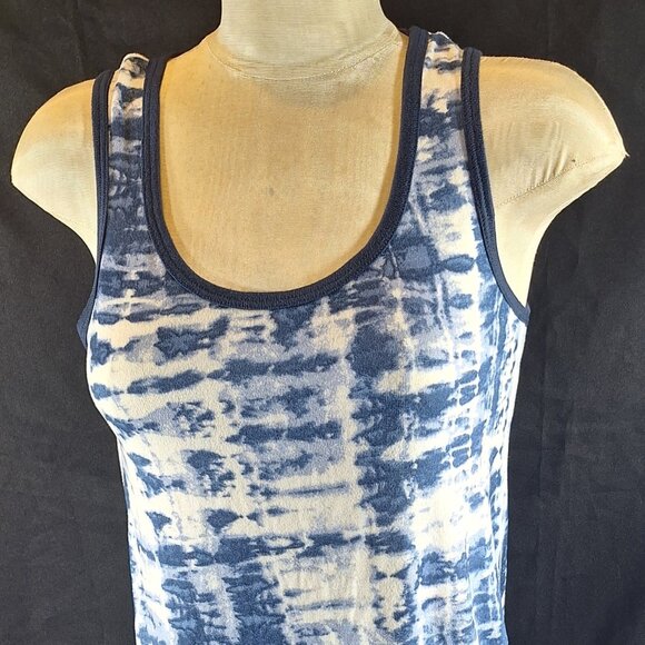 Lucky Brand Blue White Tie Dye Super Soft Knit Tank Top Stretch Womens Size S - Picture 1 of 4